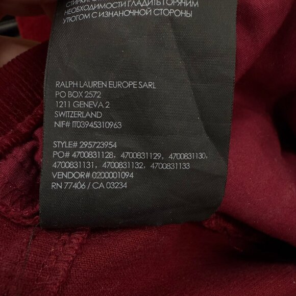 Club Monaco Red Burgundy Velvet Corduroy Pants Size 4 - Picture 6 of 7